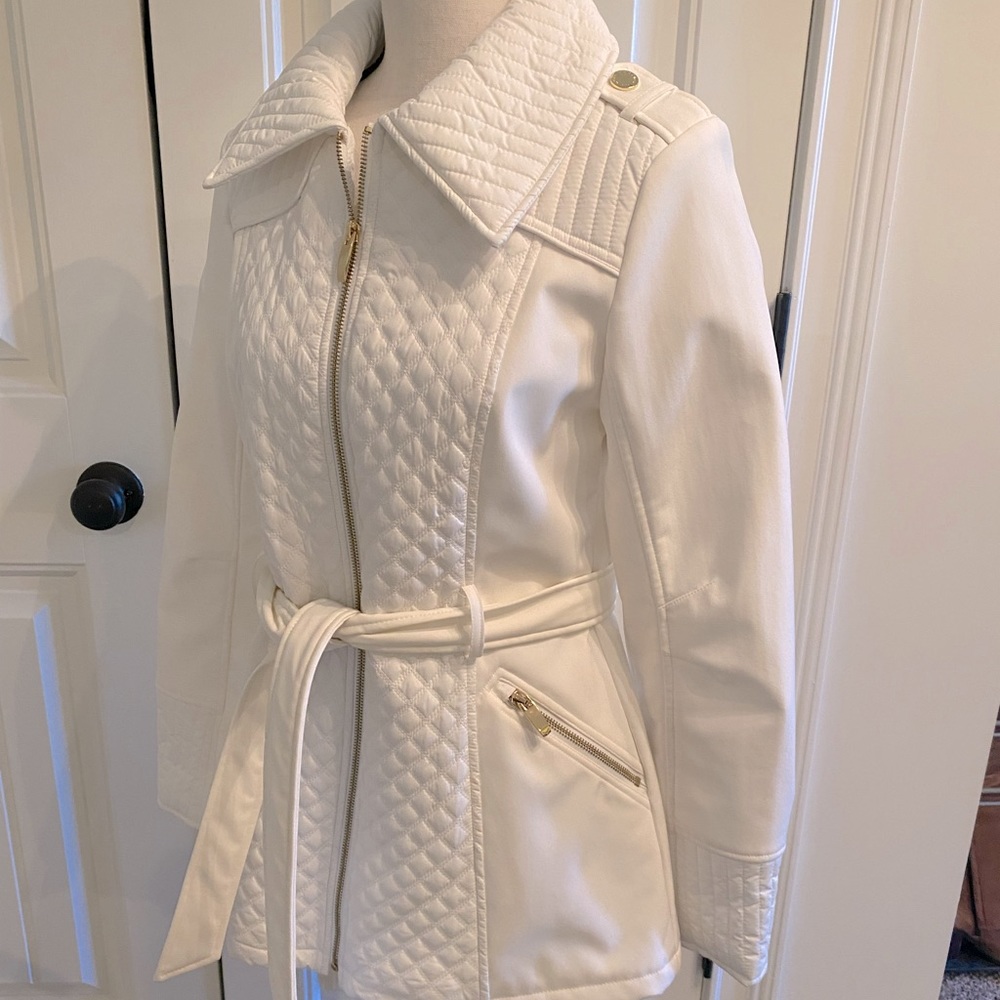 Winter white quilted belted Via Spiga coat